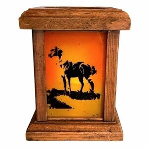 Vintage Three Bears Horse Silhouette Candle Holder Decor Wood Glass MCM 1977 HTF